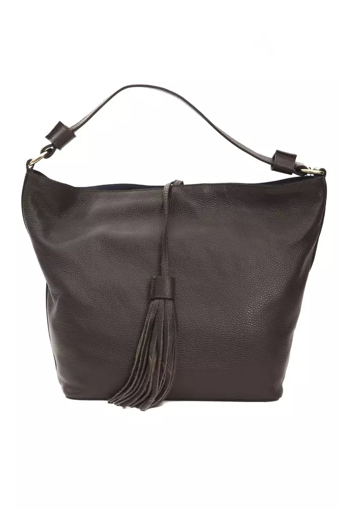 Elegant Leather Shoulder Bag in Earthy Brown