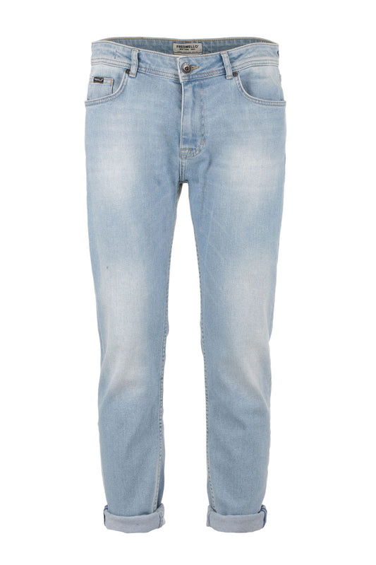 Faded Blue Cotton Stretch Jeans for Men