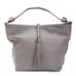 Chic Gray Leather Shoulder Bag - Adjustable Strap