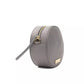 Chic Gray Leather Oval Crossbody Bag