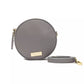 Chic Gray Leather Oval Crossbody Bag
