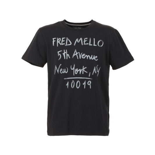 Sleek Black Cotton Tee with Artistic Prints
