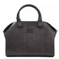 Chic Gray Crocodile-Print Leather Tote