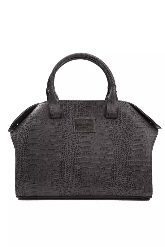 Chic Gray Crocodile-Print Leather Tote