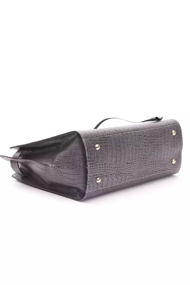 Elegant Crocodile-Print Leather Tote