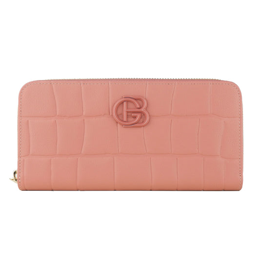 Elegant Pink Calfskin Wallet with Card Holder