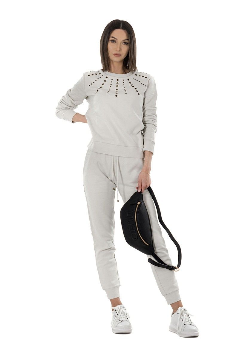 Chic Straight Cut Trousers with Eyelet Details