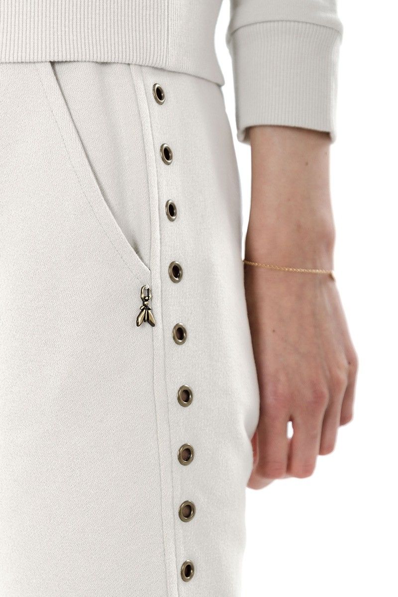 Chic Straight Cut Trousers with Eyelet Details