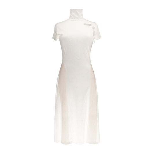 Elegant Beige Short Sleeve Long Dress