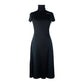 Elegant Black Long Dress with Decorative Ribbon