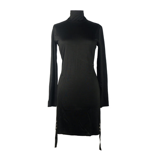 Chic Long Sleeve Short Dress with Eyelet Accents