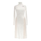 Beige Long-Sleeved Dress with Decorative Ribbon