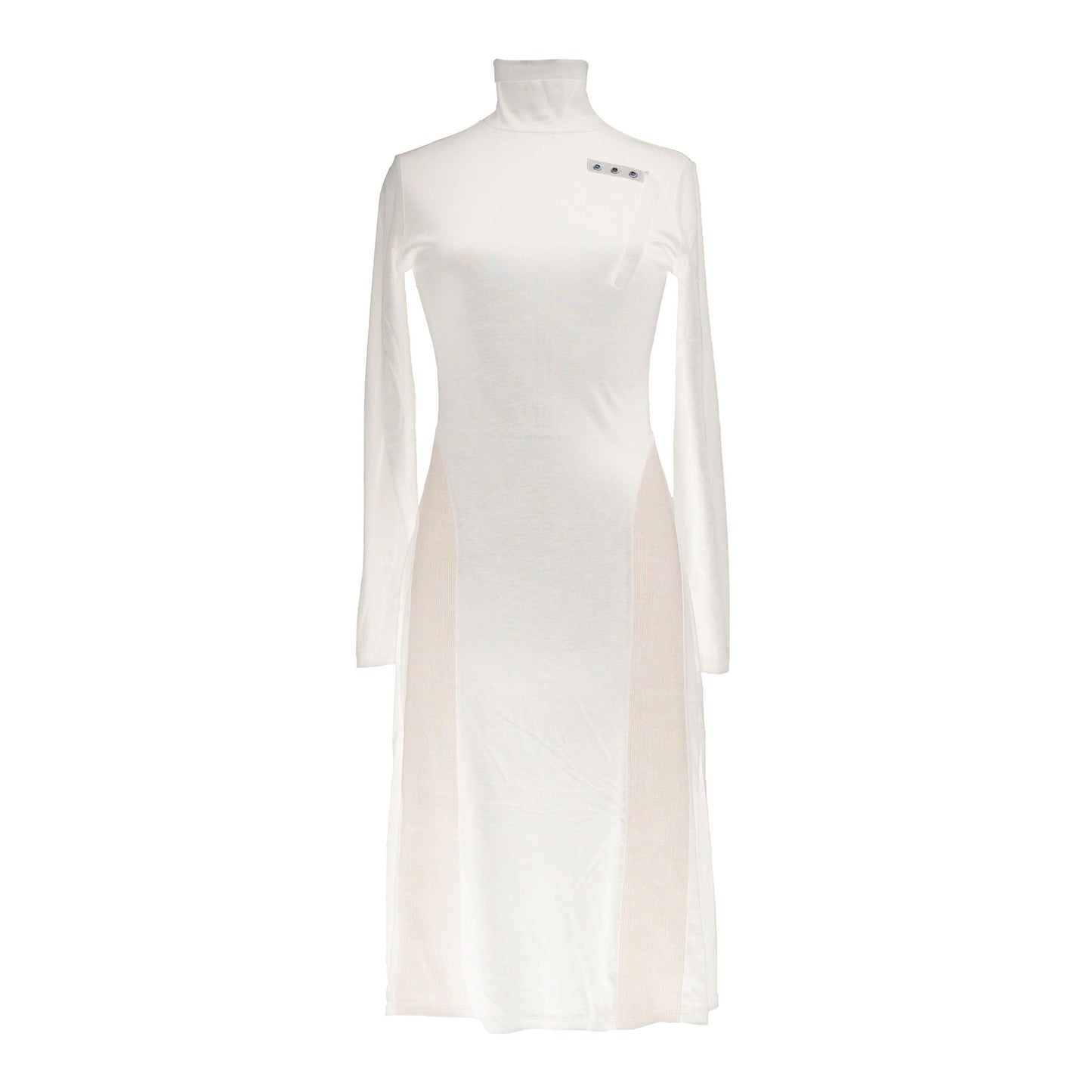 Beige Long-Sleeved Dress with Decorative Ribbon