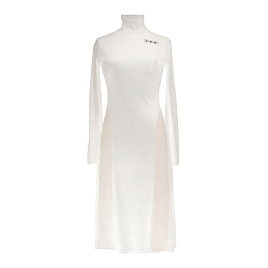 Beige Long-Sleeved Dress with Decorative Ribbon