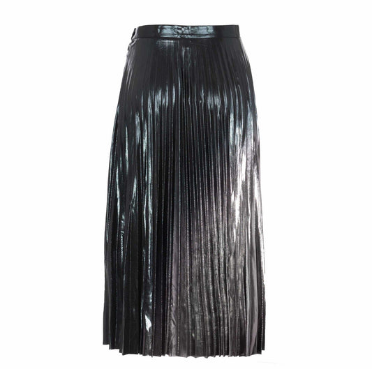 Shimmering Black Silver Skirt with Zip Closure