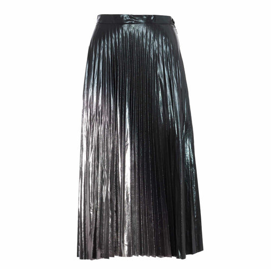 Shimmering Black Silver Skirt with Zip Closure