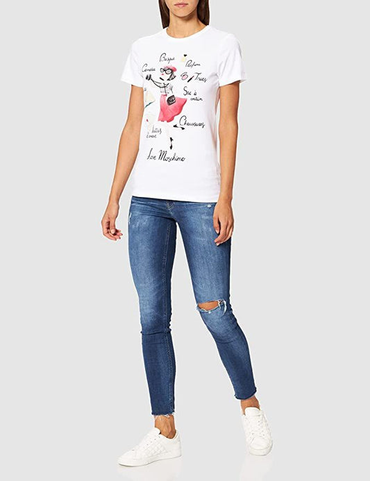 Chic White Designer Tee with Front Brand Motif