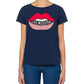 Graphic Lips Cotton Tee - Navy Blue