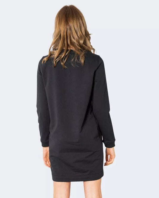 Embossed Logo Cotton Dress in Black
