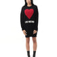 Heart Motif Crew-Neck Black Dress