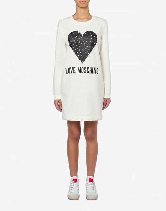Chic Heart Print Long-Sleeved Dress