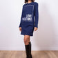 Elegant Cotton Sweatshirt Dress with Silver Logo