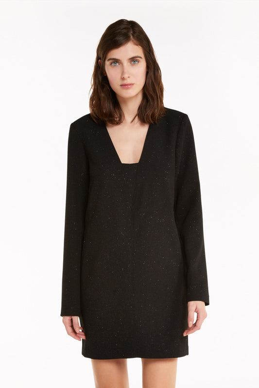 Elegant Glitter V-Neck Evening Dress