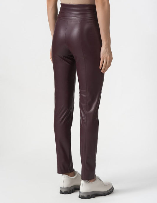 Eco-Leather Chic Cross Leggings in Purple