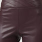 Eco-Leather Chic Cross Leggings in Purple