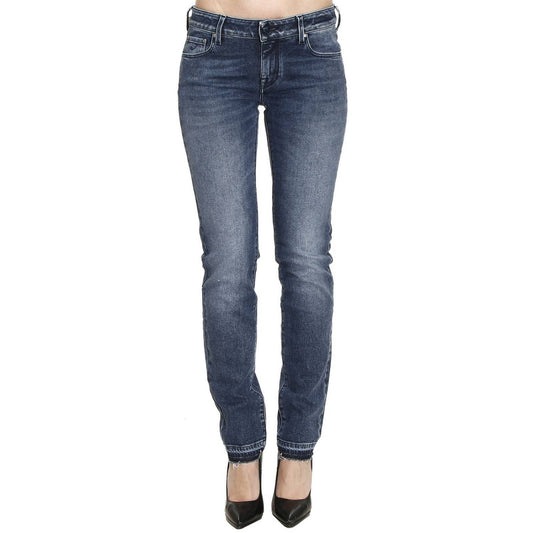 Chic Slim Fit Cotton Jeans with Artisanal Flair
