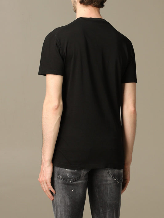 Sleek Black Logo Tee with Roundneck Cut