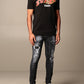 Sleek Black Logo Tee with Classic Roundneck