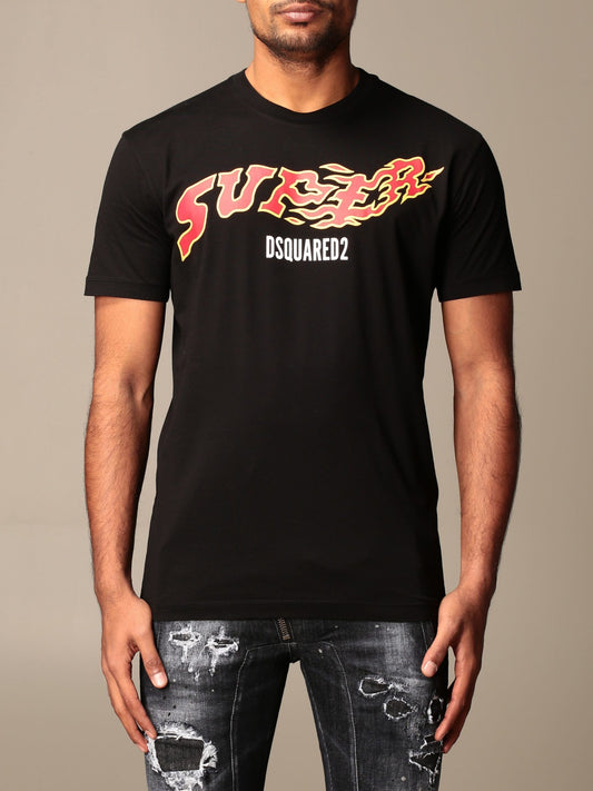 Sleek Black Logo Tee with Classic Roundneck