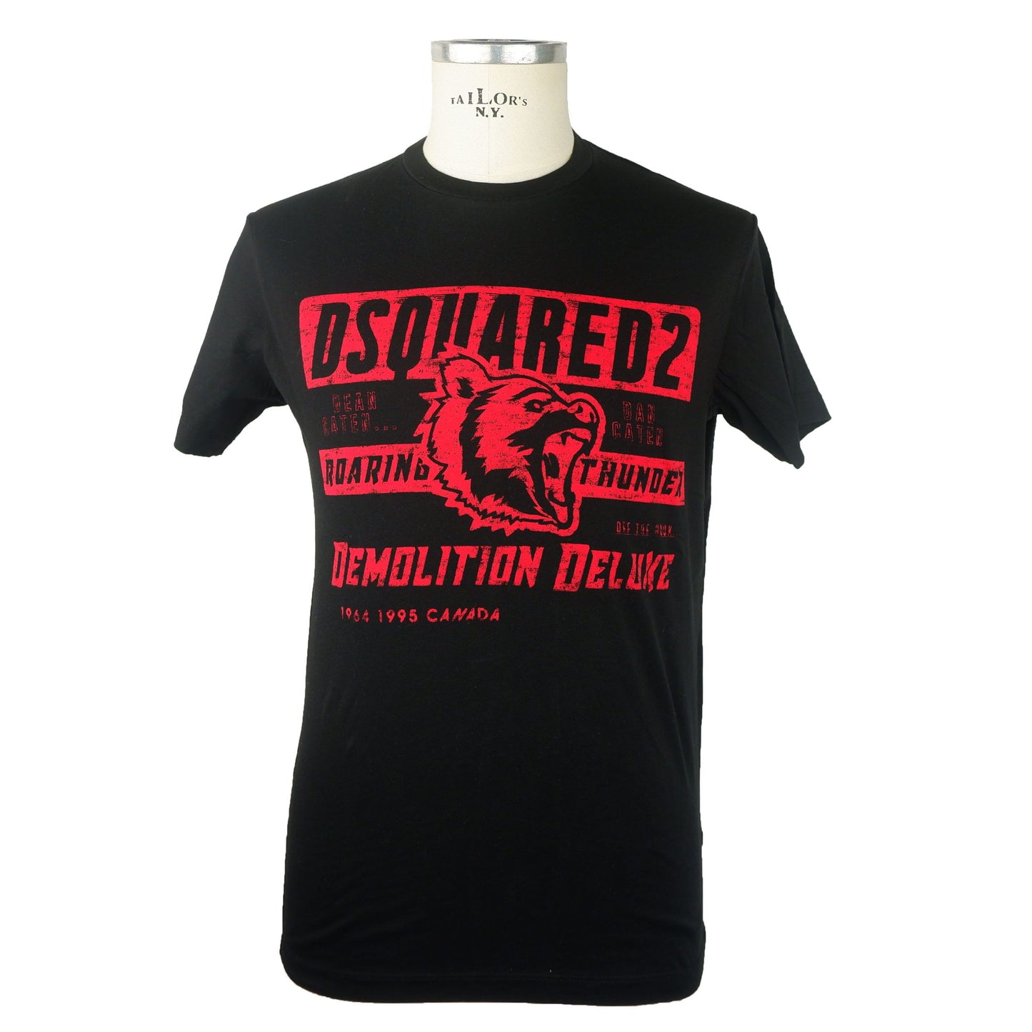 Sleek Black Cotton Tee with Signature Print