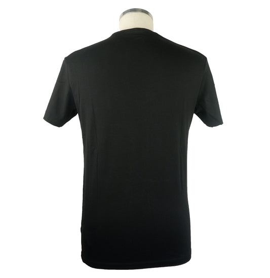 Sleek Black Cotton Tee with Signature Print