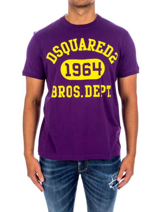 Elegant Purple Roundneck Tee with Iconic Print