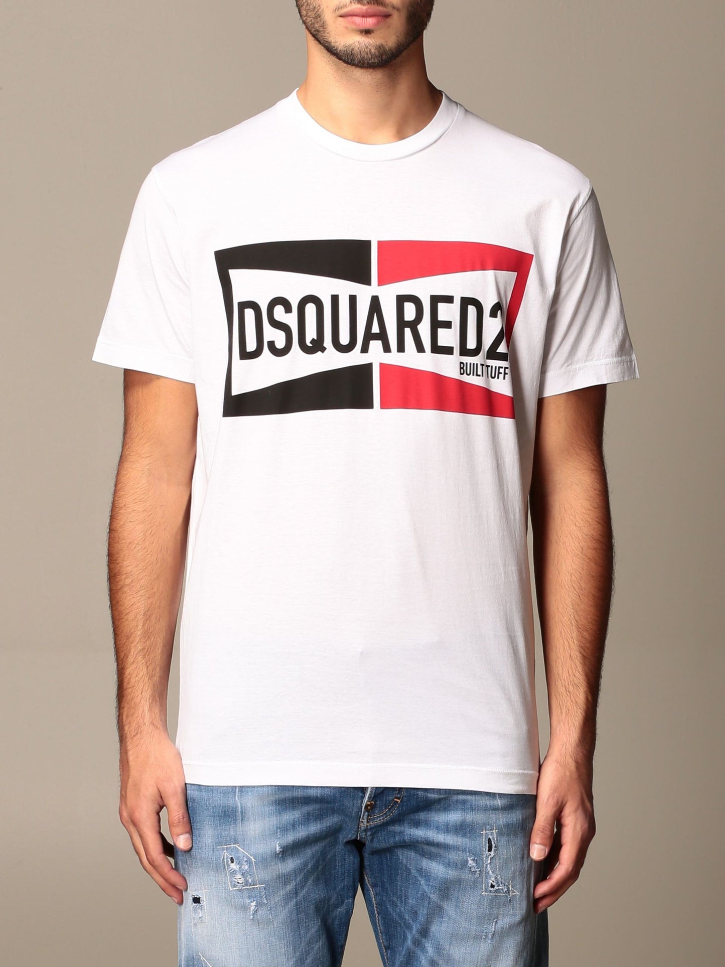 Chic White Cotton Tee with Graphic Accent
