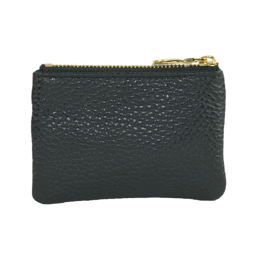 Elegant Black Leather Keychain Zip