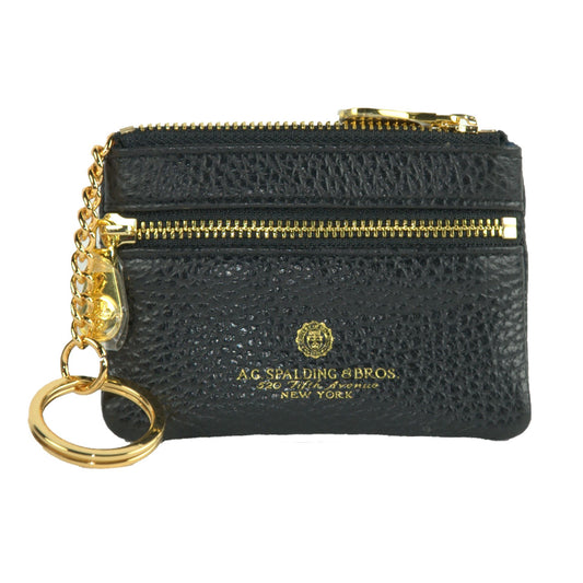 Elegant Black Leather Keychain Zip