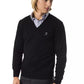 Embroidered V-Neck Merino Wool Sweater