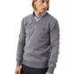 Embroidered V-Neck Extrafine Merino Wool Sweater