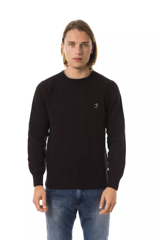 Elegant Embroidered Woolen Crew Neck Sweater