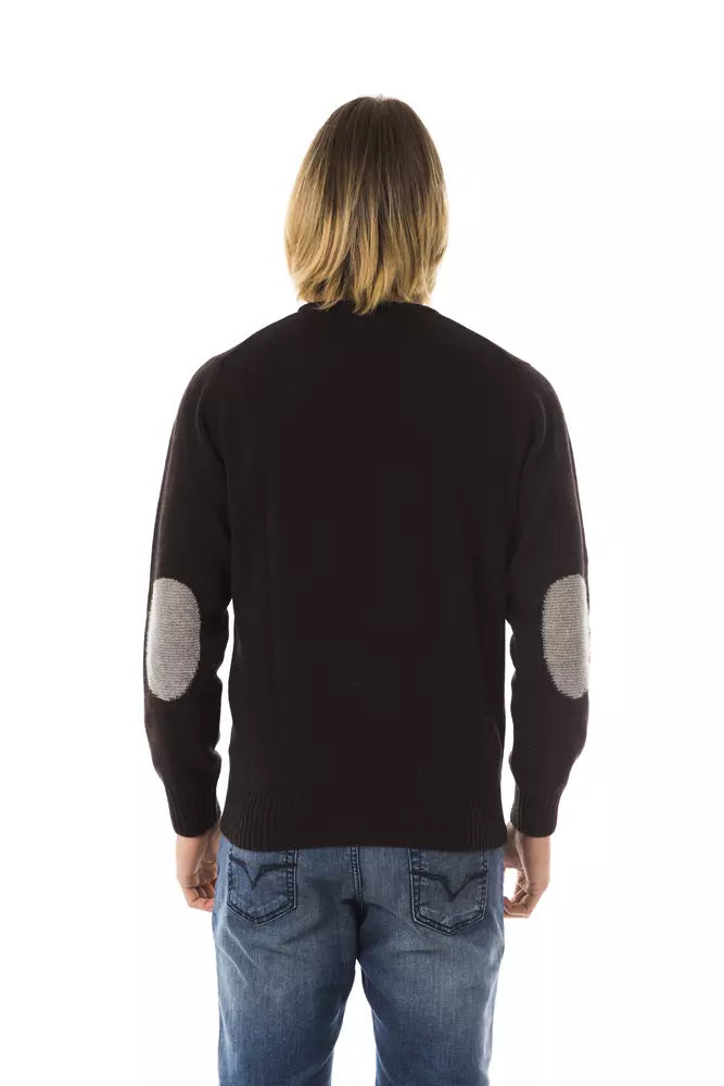 Elegant Embroidered Woolen Crew Neck Sweater