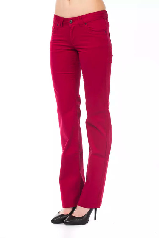 Ravishing Red Regular Fit Pants with Chic Detailing