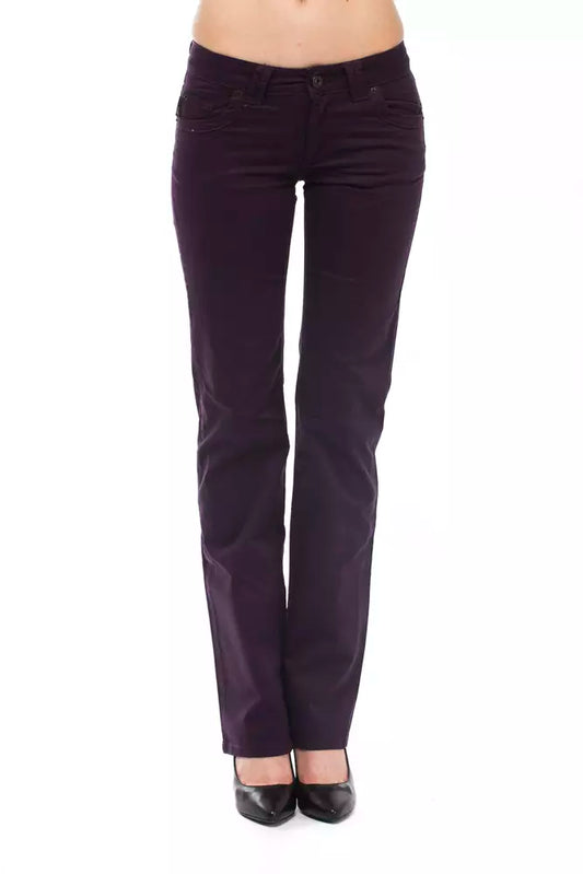Elegant Purple Slim Pants with Chic Detailing