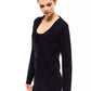 Chic Blue Long Cardigan with Logo Appliqué