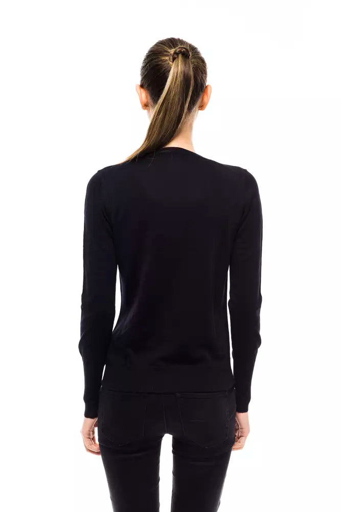 Vibrant Blue V-Neck Sweater with Chic Logo Detail