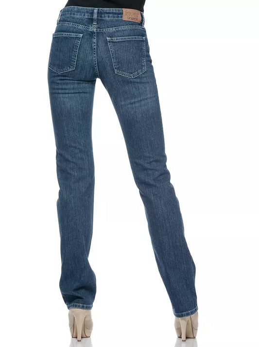 Chic Regular Fit Blue Jeans with Unique Logo Detail