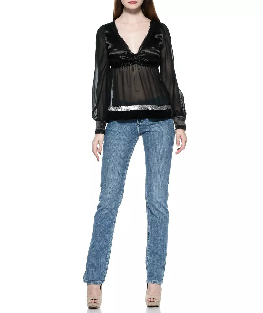 Chic Light Blue Denim with Unique Detailing