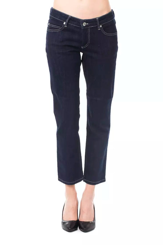 Chic Blue Capri Jeans with Button Details